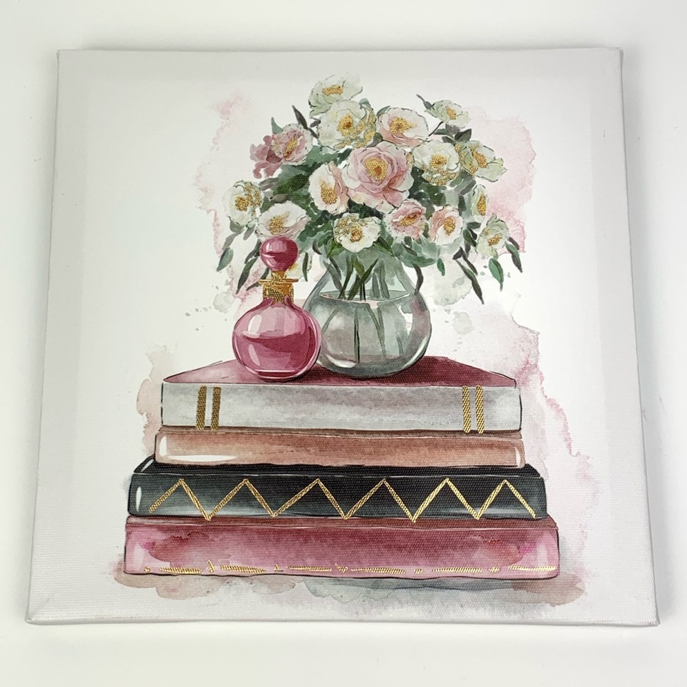 $5 Final Sale! Canvas Wall Art Floral Bouquet & Books